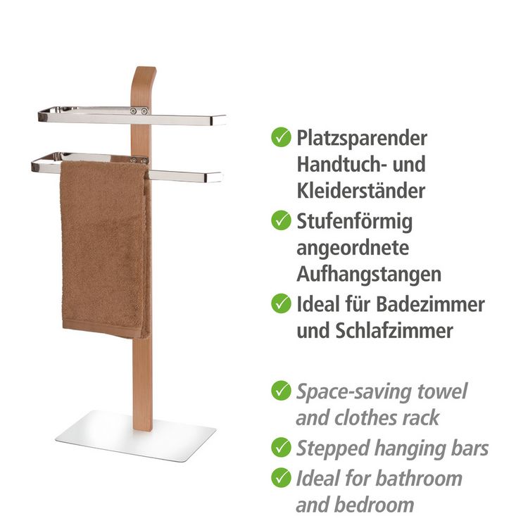 Produktbild: Handtuchst&auml;nder Mod. Samona Nature mit 2 Armen, Gestell aus Schichtholz