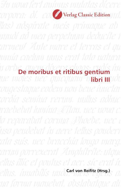 Produktbild: De moribus et ritibus gentium libri III