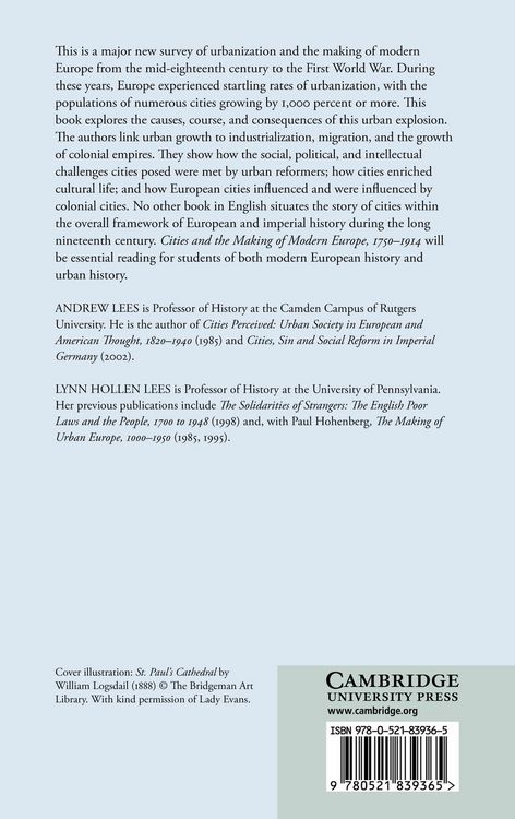 Produktbild: Cities and the Making of Modern Europe, 1750-1914