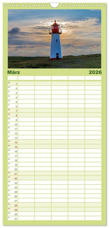 Produktbild: Familienplaner 2026 - Magisches Sylt mit 5 Spalten (Wandkalender, 21 x 45 cm) CALVENDO