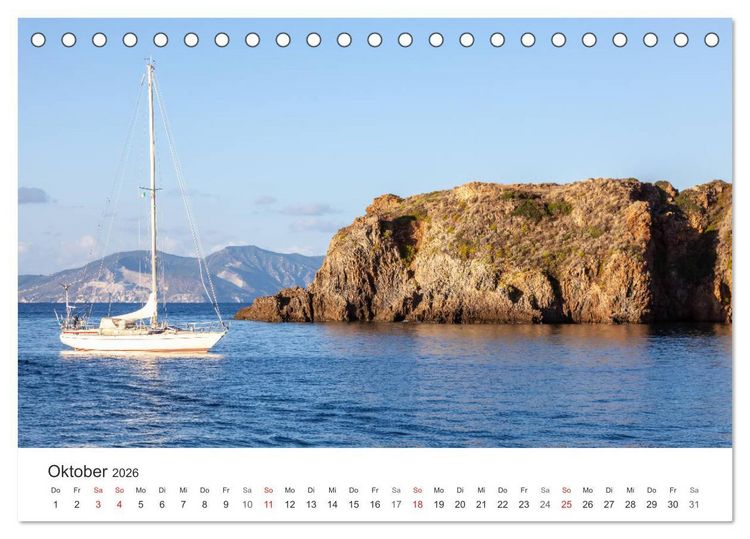 Produktbild: Liparische Inseln - Vulkane im Mittelmeer (Tischkalender 2026 DIN A5 quer), CALVENDO Monatskalender