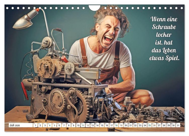 Produktbild: Spr&uuml;che mit Humor - KI-Bilder (Wandkalender 2026 DIN A4 quer), CALVENDO Monatskalender