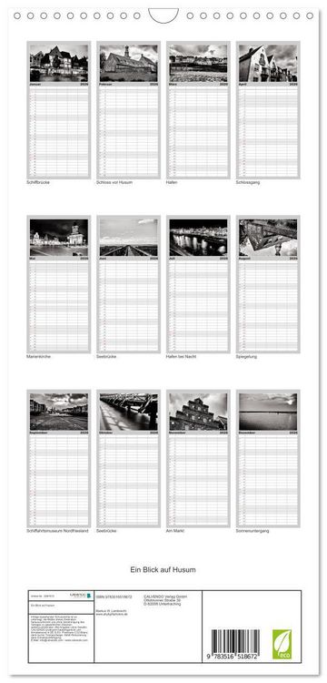 Produktbild: Familienplaner 2026 - Ein Blick auf Husum mit 5 Spalten (Wandkalender, 21 x 45 cm) CALVENDO