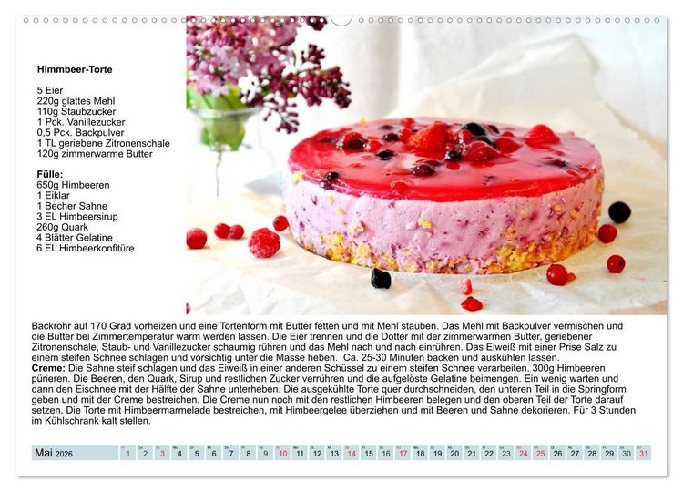 Produktbild: Exquisite Torten. K&ouml;stliche Rezepte f&uuml;r viele Anl&auml;sse (Wandkalender 2026 DIN A2 quer), CALVENDO Monatskalender