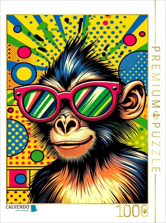 Produktbild: CALVENDO Puzzle Affe mit Stil - Pop Art | 1000 Teile Lege-Gr&ouml;&szlig;e 64x48cm Foto-Puzzle f&uuml;r gl&uuml;ckliche Stunden