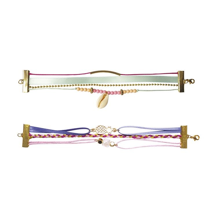 Produktbild: Bastel-Schmuckset f&uuml;r Kinder mit 2 Boh&egrave;me-Armb&auml;ndern