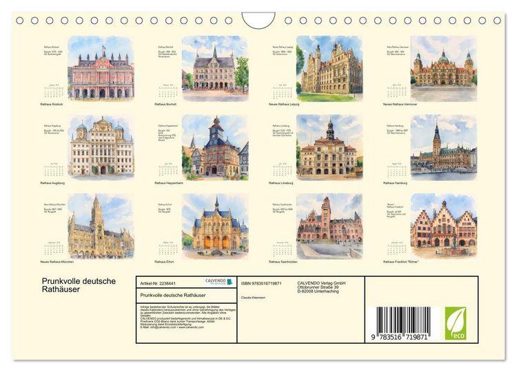 Produktbild: Prunkvolle deutsche Rath&auml;user (Wandkalender 2026 DIN A4 quer), CALVENDO Monatskalender