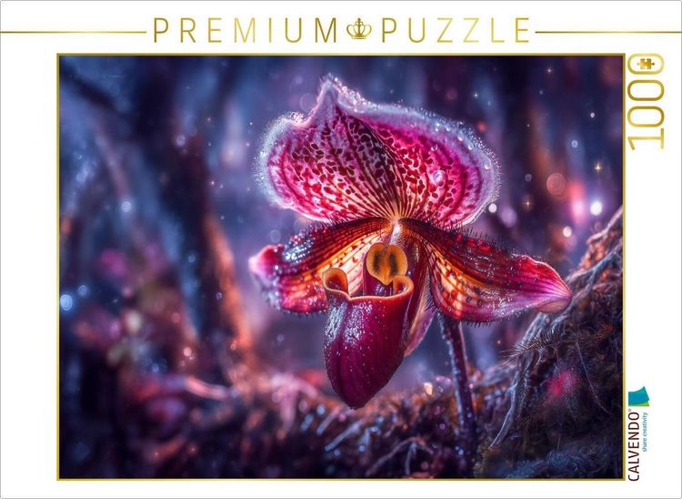Produktbild: CALVENDO Puzzle Im Licht erwacht der Frauenschuh zur stillen T&auml;nzerin | 1000 Teile Lege-Gr&ouml;&szlig;e 64x48cm Foto-Puzzle f&uuml;r gl&uuml;ckliche Stunden