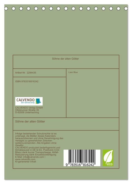 Produktbild: S&ouml;hne der alten G&ouml;tter (Tischkalender 2027 DIN A5 hoch), CALVENDO Monatskalender