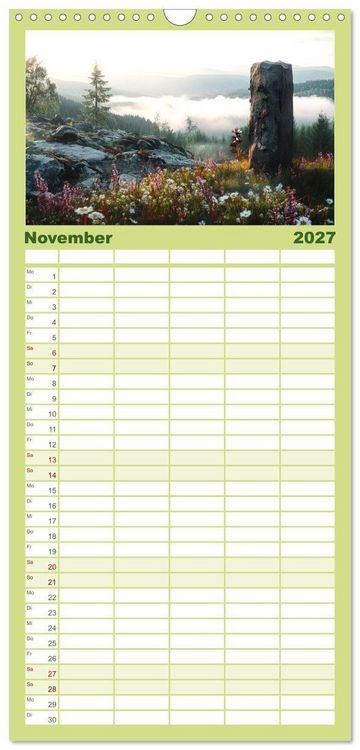 Produktbild: Familienplaner 2027 - Wandergl&uuml;ck - Momente der Freiheit in der Natur mit 5 Spalten (Wandkalender, 21 x 45 cm) CALVENDO