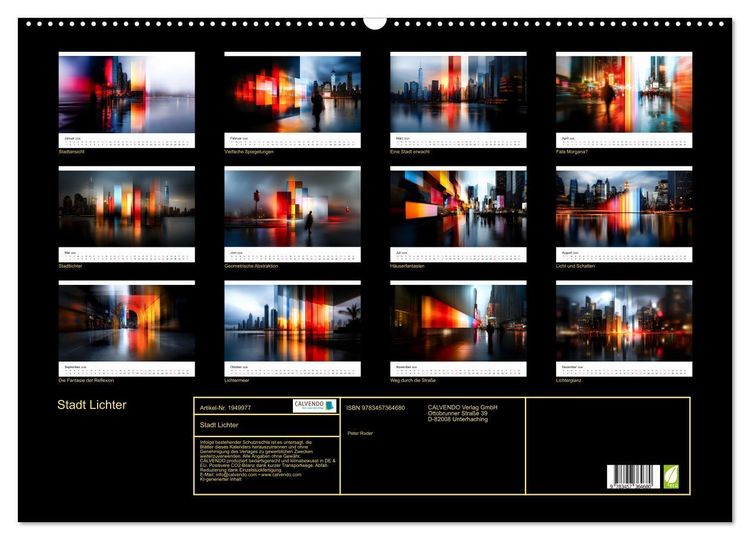 Produktbild: Stadt Lichter (Wandkalender 2026 DIN A2 quer), CALVENDO Monatskalender