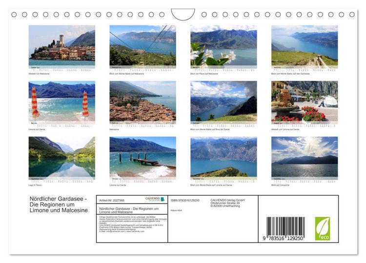 Produktbild: N&ouml;rdlicher Gardasee - Die Regionen um Limone und Malcesine (Wandkalender 2026 DIN A4 quer), CALVENDO Monatskalender