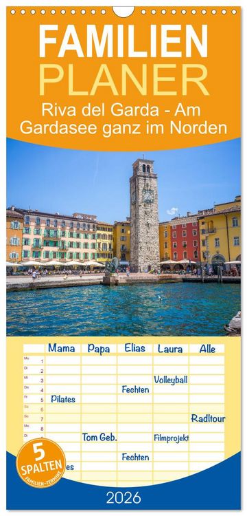 Produktbild: Familienplaner 2026 - Riva del Garda - Am Gardasee ganz im Norden mit 5 Spalten (Wandkalender, 21 x 45 cm) CALVENDO