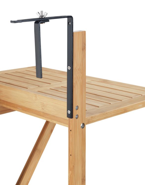 Produktbild: Bambus Balkon-Klapptisch Mod. Waikiki, zum Einh&auml;ngen an Balkongel&auml;nder