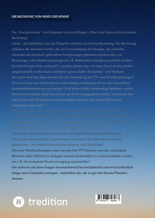 Produktbild: Die Rechnung von Wind und Sonne
