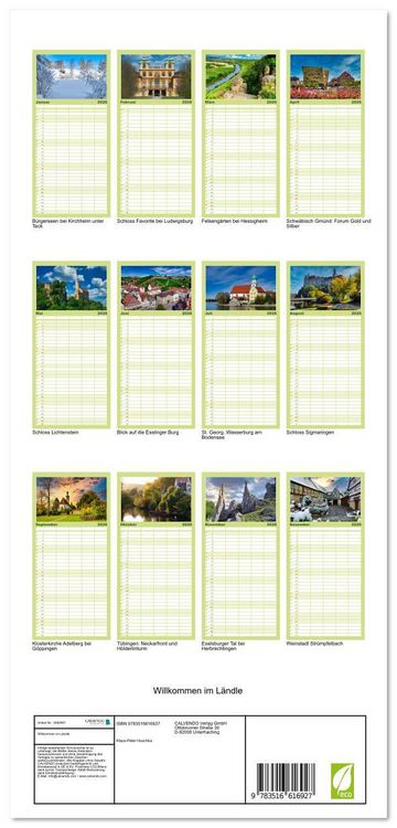Produktbild: Familienplaner 2026 - Willkommen im L&auml;ndle mit 5 Spalten (Wandkalender, 21 x 45 cm) CALVENDO