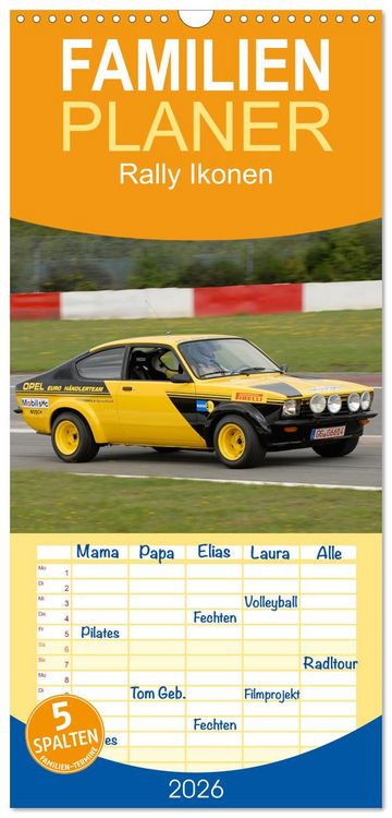 Produktbild: Familienplaner 2026 - Rally Ikonen mit 5 Spalten (Wandkalender, 21 x 45 cm) CALVENDO