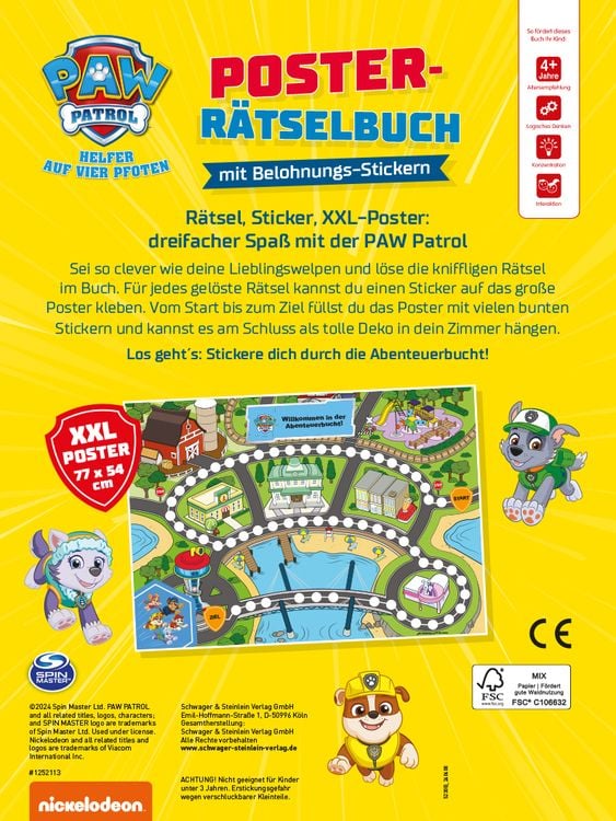 Produktbild: PAW Patrol Poster-R&auml;tselbuch mit Belohnungs-Stickern