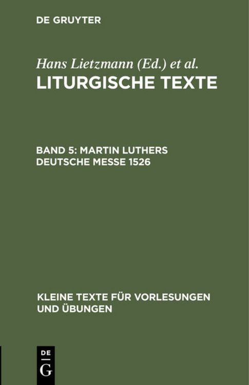 Produktbild: Martin Luthers Deutsche Messe 1526