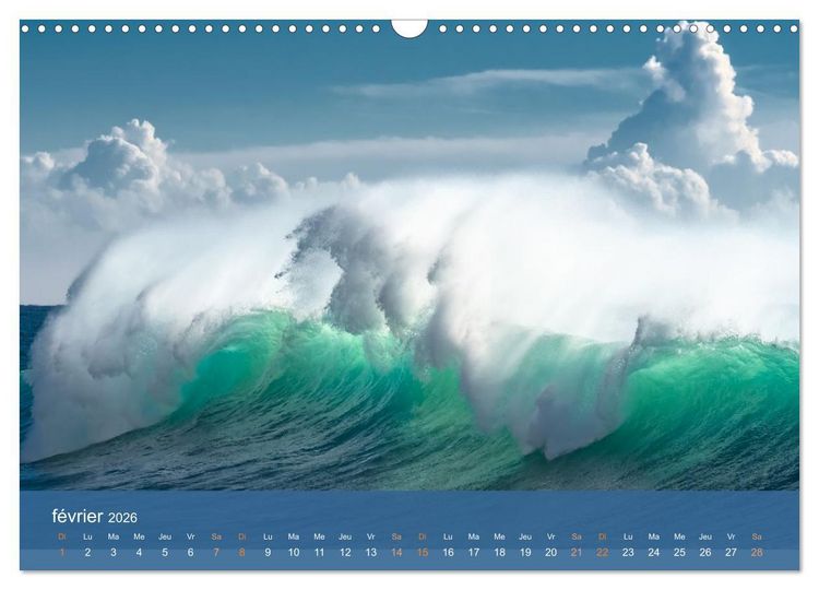 Produktbild: Temp&ecirc;tes c&ocirc;ti&egrave;res - La puissance brute des vagues (Calendrier mural 2026 DIN A3 vertical), CALVENDO calendrier mensuel