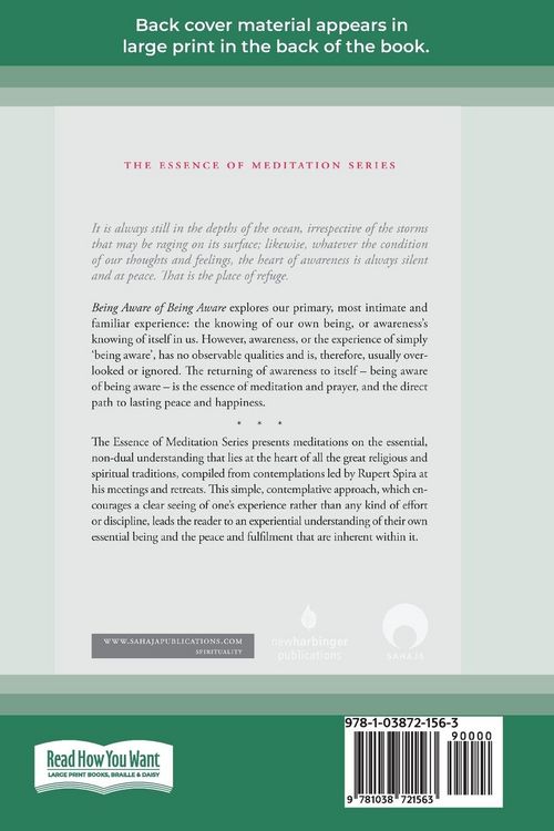 Produktbild: Being Aware of Being Aware (Large Print 16 Pt Edition)
