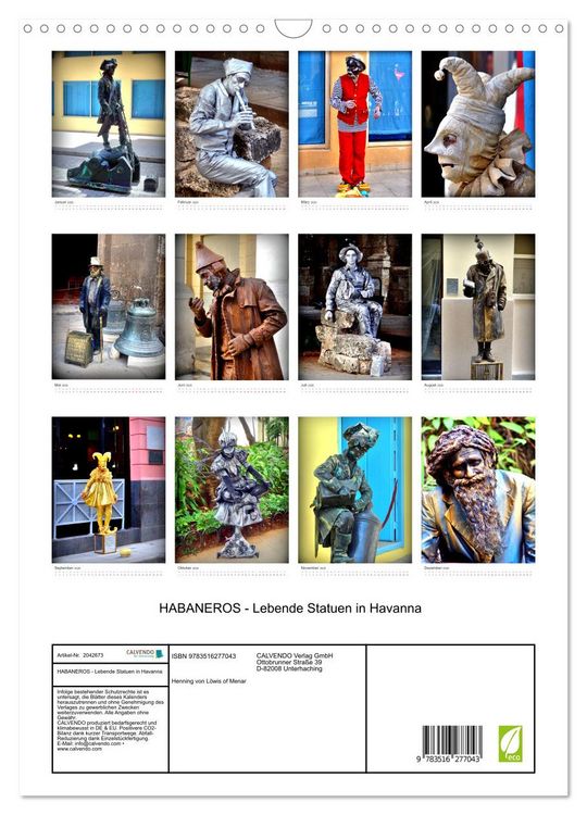 Produktbild: HABANEROS - Lebende Statuen in Havanna (Wandkalender 2026 DIN A3 hoch), CALVENDO Monatskalender