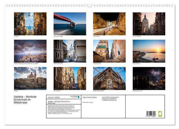 Produktbild: Valletta - Morbide Sch&ouml;nheit im Mittelmeer (Wandkalender 2026 DIN A2 quer), CALVENDO Monatskalender