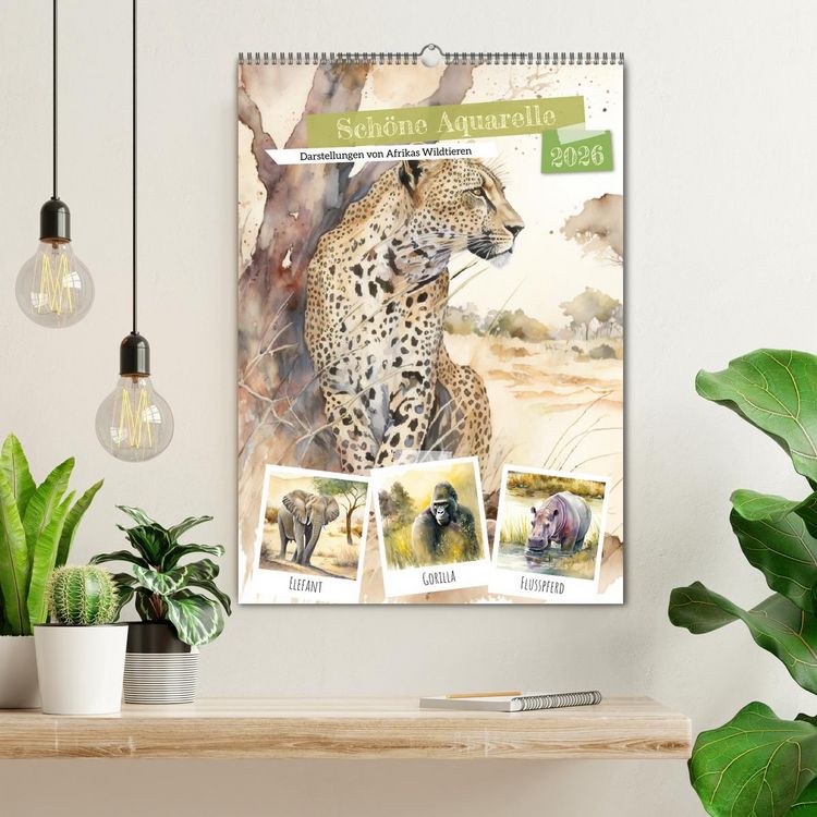 Produktbild: Sch&ouml;ne Aquarelle. Darstellungen von Afrikas Wildtieren (Wandkalender 2026 DIN A2 hoch), CALVENDO Monatskalender