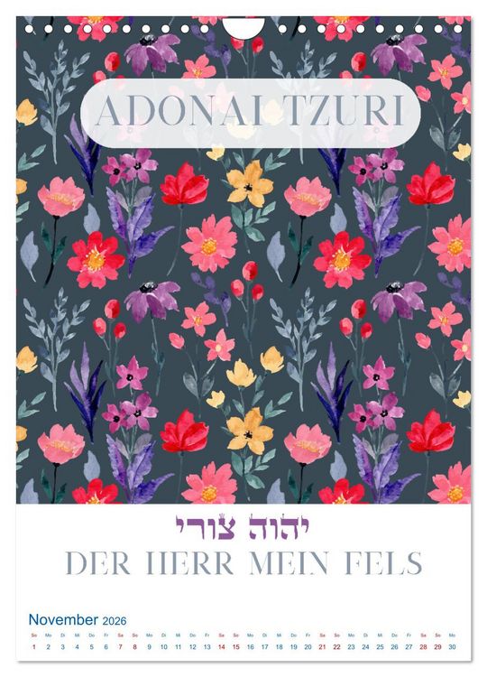 Produktbild: Hebr&auml;ische Namen Gottes aus der Torah (Wandkalender 2026 DIN A4 hoch), CALVENDO Monatskalender