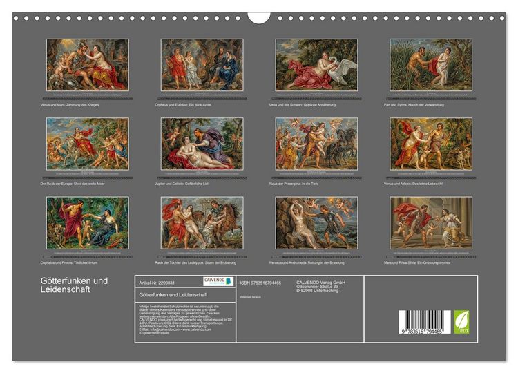 Produktbild: G&ouml;tterfunken und Leidenschaft (Wandkalender 2027 DIN A3 quer), CALVENDO Monatskalender