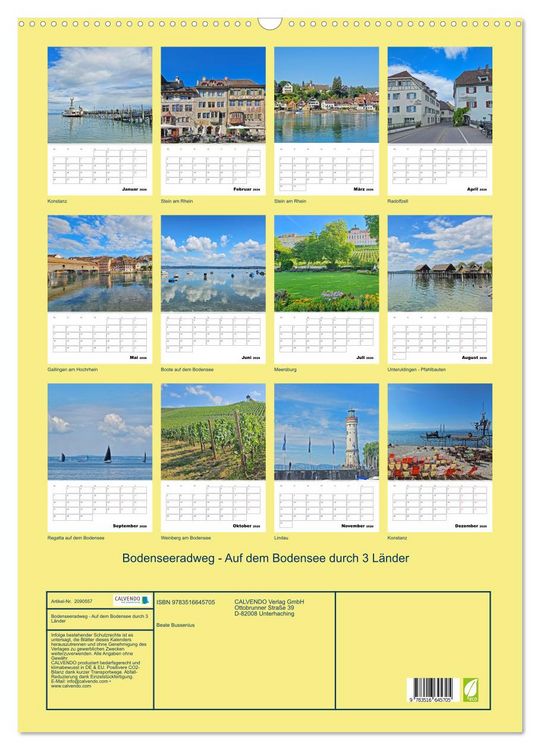 Produktbild: Bodenseeradweg - Auf dem Bodensee durch 3 L&auml;nder (Wandkalender 2026 DIN A2 hoch), CALVENDO Monatskalender