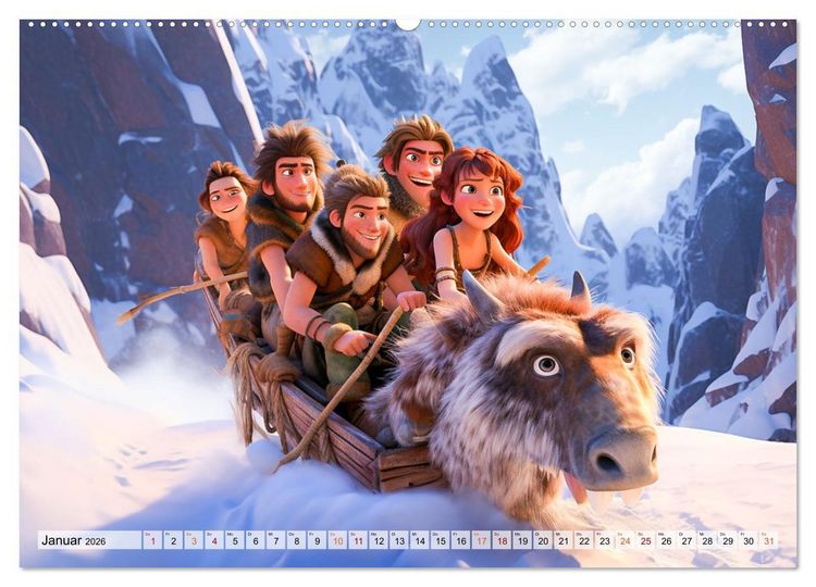 Produktbild: Lustige Urzeit Momente - Ein Jahr voller Steinzeitspa&szlig; (hochwertiger Premium Wandkalender 2026 DIN A2 quer), Kunstdruck in Hochglanz