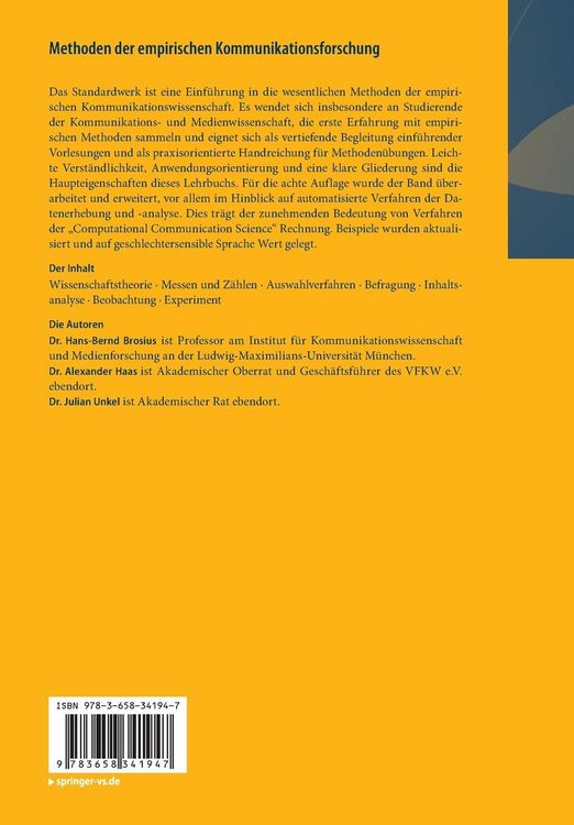 Produktbild: Methoden der empirischen Kommunikationsforschung