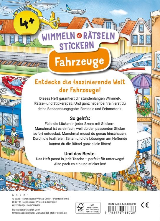 Produktbild: Wimmeln, R&auml;tseln, Stickern: Fahrzeuge