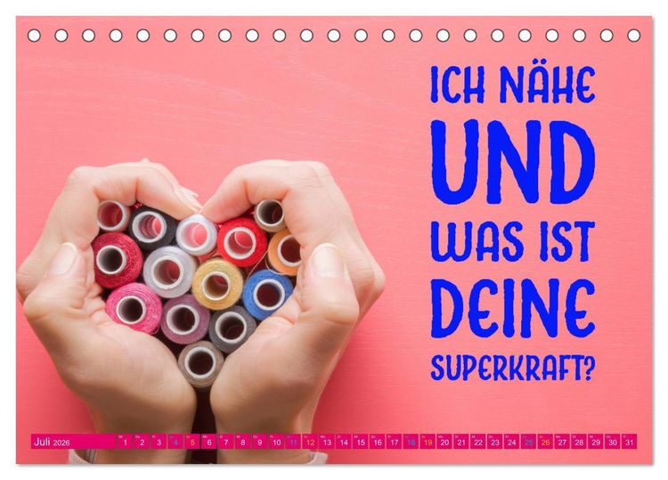 Produktbild: Nadel und Faden - N&auml;hen mit coolen Spr&uuml;chen (Tischkalender 2026 DIN A5 quer), CALVENDO Monatskalender