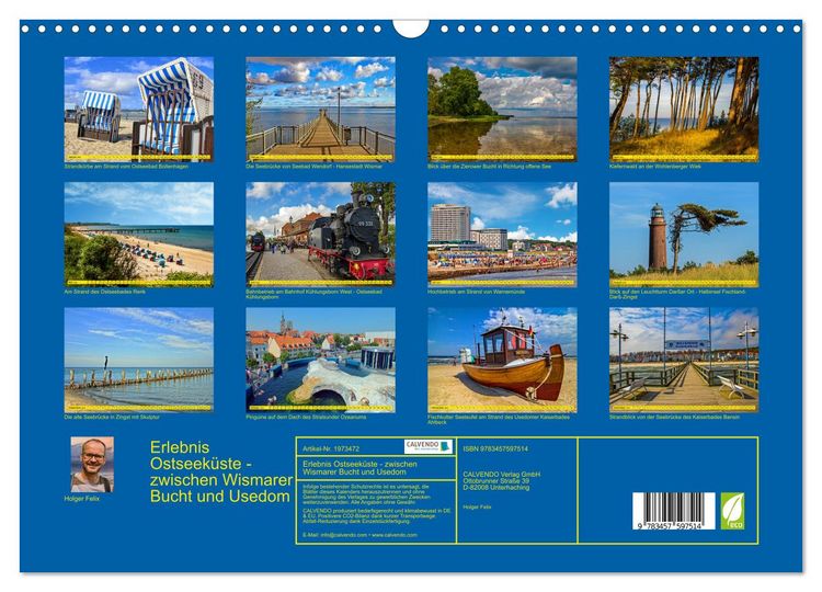 Produktbild: Erlebnis Ostseek&uuml;ste - zwischen Wismarer Bucht und Usedom (Wandkalender 2026 DIN A3 quer), CALVENDO Monatskalender