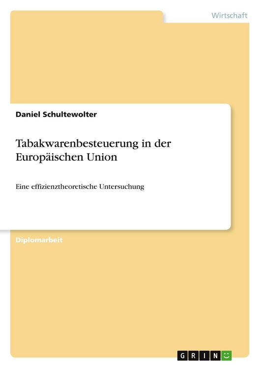 Produktbild: Tabakwarenbesteuerung in der Europ&auml;ischen Union