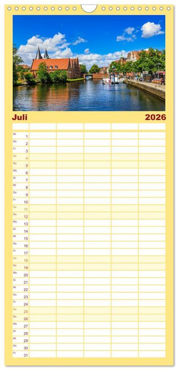 Produktbild: Familienplaner 2026 - L&uuml;beck &ndash; Im Licht der Zeit mit 5 Spalten (Wandkalender, 21 x 45 cm) CALVENDO