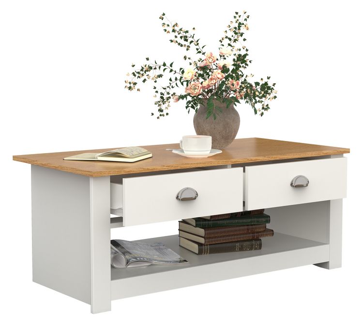 Produktbild: Holz Sofatisch Couchtisch Schublade Balusa