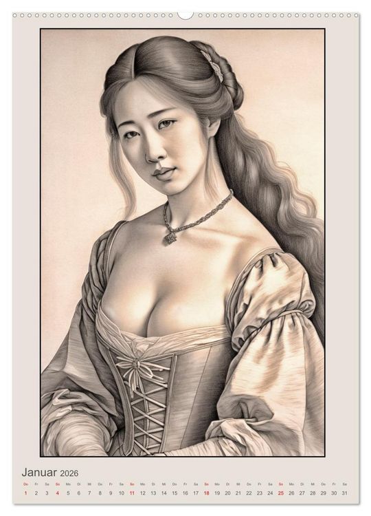 Produktbild: Portr&auml;ts von Frauen in historischen Kost&uuml;men (hochwertiger Premium Wandkalender 2026 DIN A2 hoch), Kunstdruck in Hochglanz