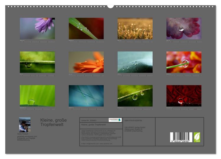 Produktbild: Kleine, gro&szlig;e Tropfenwelt (hochwertiger Premium Wandkalender 2026 DIN A2 quer), Kunstdruck in Hochglanz