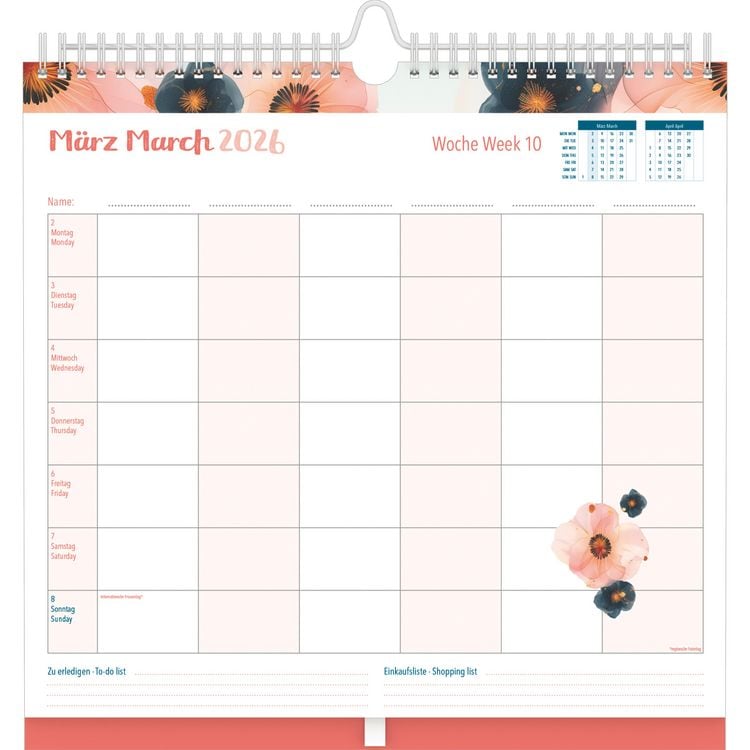 Produktbild: Familien Wochenkalender Flowers 2026 - Familien-Timer - Termin-Planer - Kinder-Kalender - Familien-Kalender - 30,5x30,5