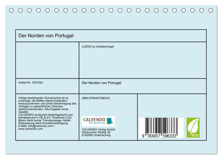 Produktbild: Der Norden von Portugal (Tischkalender 2026 DIN A5 quer), CALVENDO Monatskalender