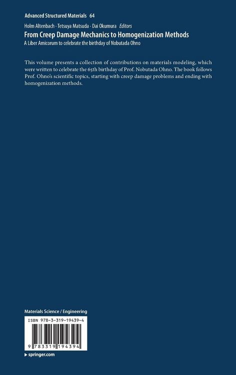 Produktbild: From Creep Damage Mechanics to Homogenization Methods