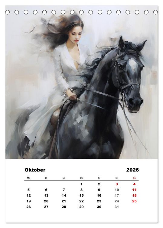 Produktbild: Hoch zu Ross. Mit Reiter-Aquarellen durch die Jahreszeiten (Tischkalender 2026 DIN A5 hoch), CALVENDO Monatskalender