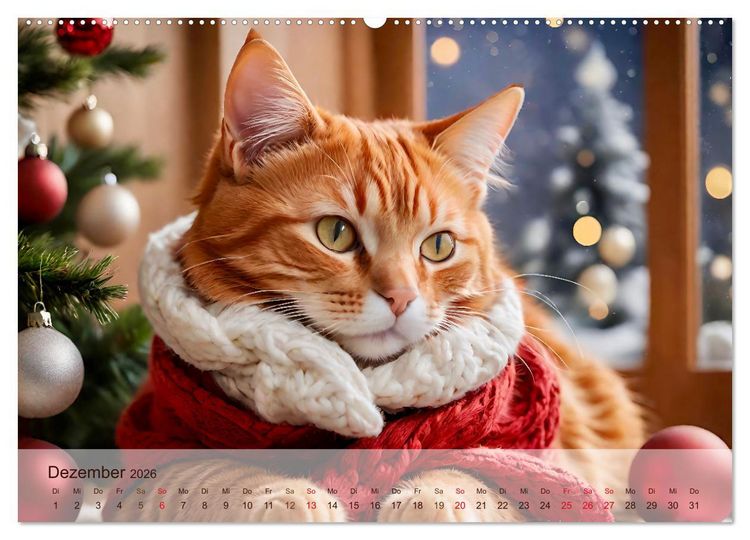 Produktbild: Rote Katzen (hochwertiger Premium Wandkalender 2026 DIN A2 quer), Kunstdruck in Hochglanz