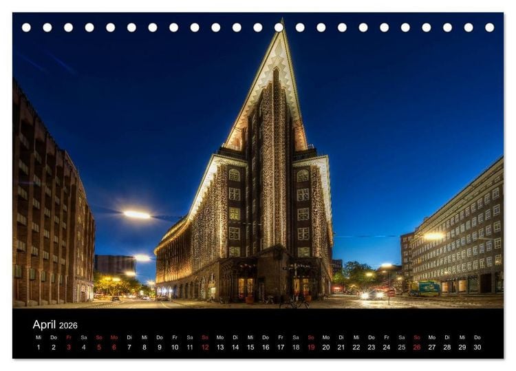 Produktbild: Hamburg - Lichter der Nacht (Tischkalender 2026 DIN A5 quer), CALVENDO Monatskalender