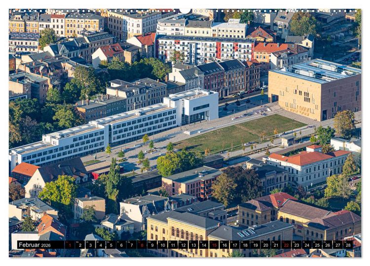 Produktbild: Halle an der Saale von oben (Wandkalender 2026 DIN A2 quer), CALVENDO Monatskalender