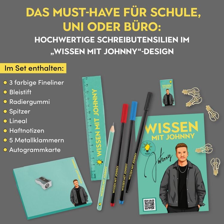 Produktbild: Wissen mit Johnny: Fan-Schreibset