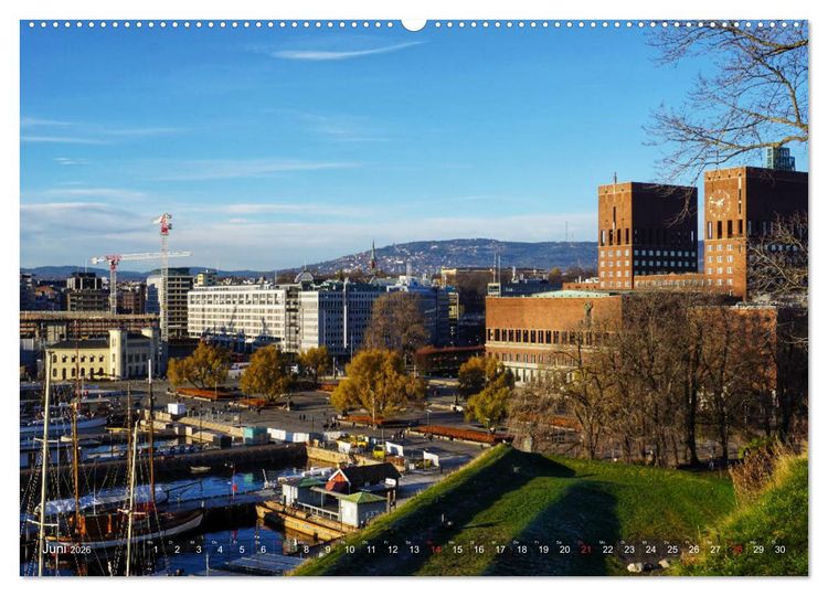 Produktbild: Oslo - Norwegen (hochwertiger Premium Wandkalender 2026 DIN A2 quer), Kunstdruck in Hochglanz
